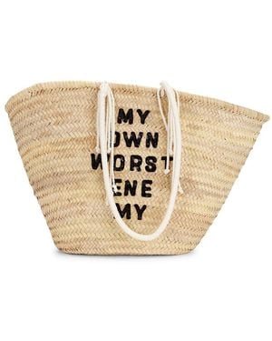 Celine X David Kramer Raffia Panier Tote Bag - Natural