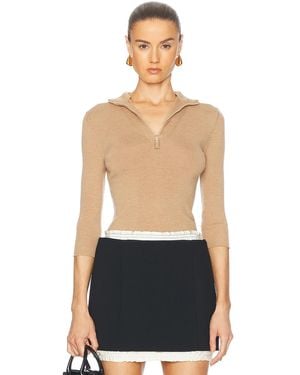 Victoria Beckham Half Zip Short Sleeve Top - Blue