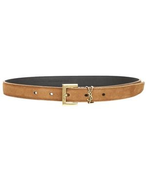 Saint Laurent Fine Ceinture Passant Cassandre Belt - White
