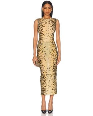 Alex Perry Sleeveless Power Mesh Midi Dress - Metallic