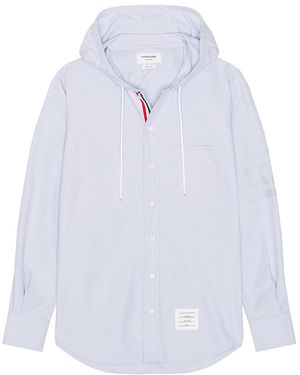 Thom Browne Hooded Straight Fit Long Sleeve Shirt - White