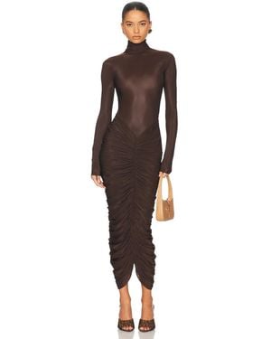 Helsa The Super Sheer Ruched Dress - Brown