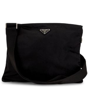 Prada Tessuto Mini Flat Messenger Bag - Black