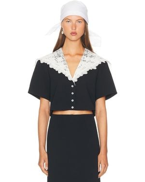 Helsa The Sailor Shirt With Lace Collar - Black