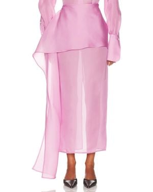 Helsa The Silk Gazar Skirt With Drape - Pink