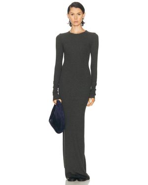ÉTERNE Long Sleeve Crewneck Butter Rib Maxi Dress - Black
