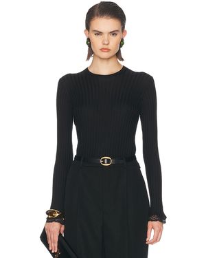 Saint Laurent Lace Trimmed Sweater - Black