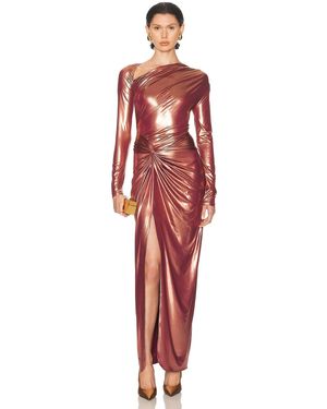 LAPOINTE Coated Jersey Asymmetric Draped Sarong Dress - Red