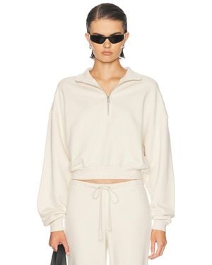 Skims Drapey French Terry Half Zip Pullover Sweatshirt - White