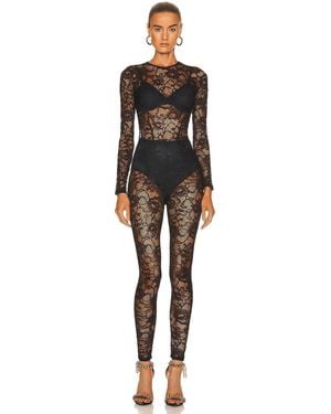 Fleur du Mal Lace Catsuit - Black