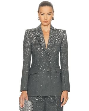 Alex Perry Crystal Embellished Fitted Blazer - Gray