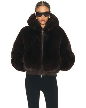 Skims Ski Faux Fur Shrunken Zip Up Jacket - Black