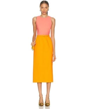 Carolina Herrera Sleeveless Crewneck Midi Dress - Orange
