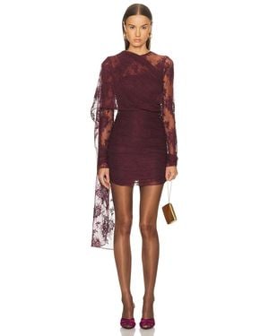 ANDAMANE Xenia Lace Cape Effect Mini Dress - Red