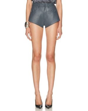 LAPOINTE Stretch Faux Leather Mini Short - Blue