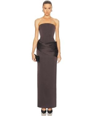 Alex Perry Strapless Curved Corset Drape Column Dress - Multicolor