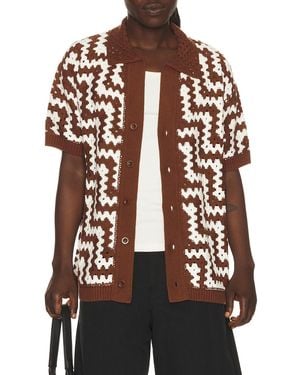 Frescobol Carioca Pinto Cotton Crochet Cardigan - Brown