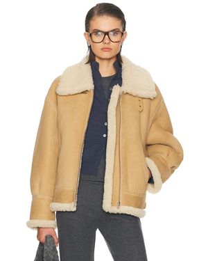 Nour Hammour Portia Modern Shearling Aviator Jacket - Multicolor