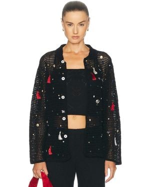Bode Crochet Charm Shirt - Black