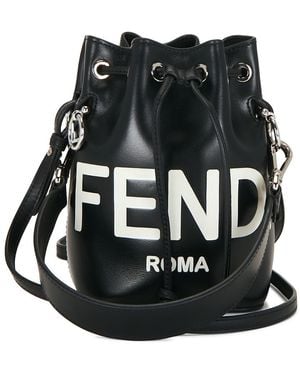 Fendi Vitello King F Is Embossed Mini Mon Tresor Bucket Bag - Black