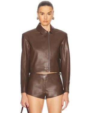 Mimchik Off Center Moto Jacket - Brown