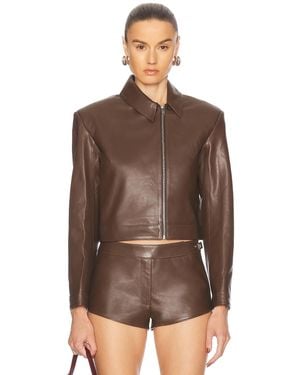 Mimchik Off Center Moto Jacket - Brown