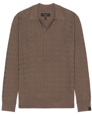 Rag & Bone Harvey Plaid Johnny Collar Polo - Brown