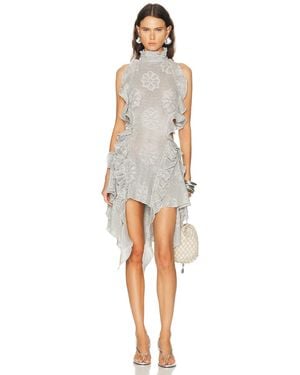 Siedres Bonnie Metallic Knit Halter Dress - White