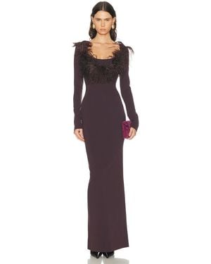 The Attico Long Feather Gown - Purple