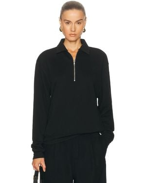 ÉTERNE Zip-Up Polo Sweatshirt - Black