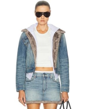Alexander Wang Faux Mink Lined Denim Jacket - Blue