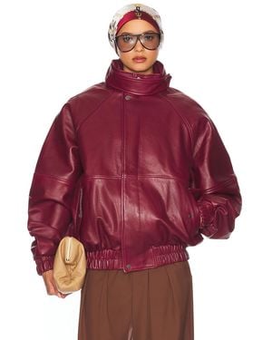 Helsa The Oversized Leather Bomber - Red
