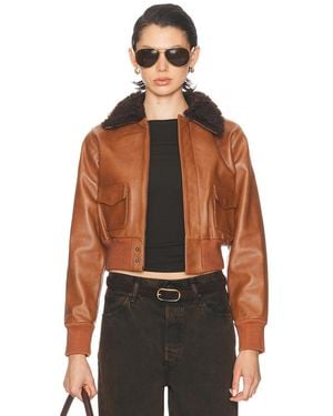R13 Cropped Shrunken Zip Up Bomber Jacket - Black