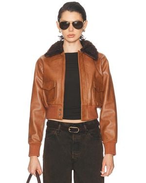 R13 Cropped Shrunken Zip Up Bomber Jacket - Black