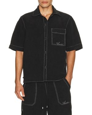 Amiri Script Linen Shirt - Black