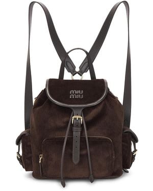 Miu Miu Velluto Righe Backpack - Black