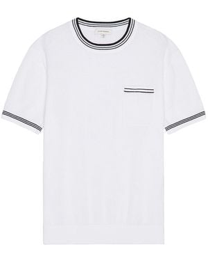 Club Monaco Open Stitch Tipped Knitted Shirt - White