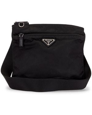 Prada Tessuto Flat Messenger Bag - Black