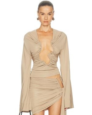 Christopher Esber Salacia Ruched Top - Natural