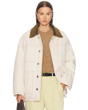 Ami Paris Insulated Jacket With Corduroy Collar - Natural
