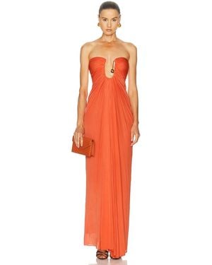 Christopher Esber Helix Crystal Strapless Gown - Orange