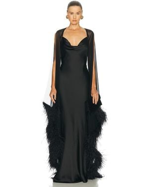 LAPOINTE Mesh Shrug With Feathers - Black