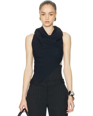 Monse Halter Leather Back Strap Top - Blue