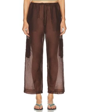 DONNI. The Silk Cotton Sheer Cargo Pant - Brown