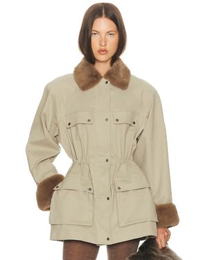 Helsa The Balmoral Jacket With Faux Fur Trim - Natural