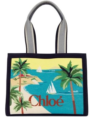 Chloé Soliel Beach Landscape Tote Bag - Blue