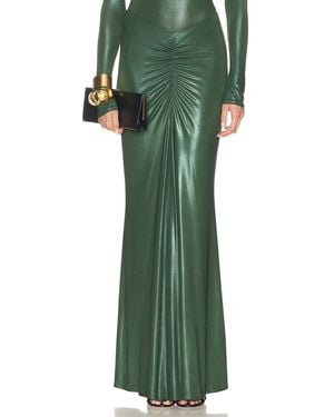 LAPOINTE Coated Jersey Ruched Maxi Skirt - Green