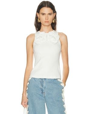 AKNVAS Camille Flower 3D Tank Top - White