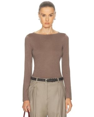 RENGGLI Long Sleeve Boatneck Tee - Brown