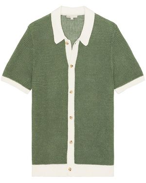 Onia Linen Short Sleeve Button Up Knit Shirt - Green